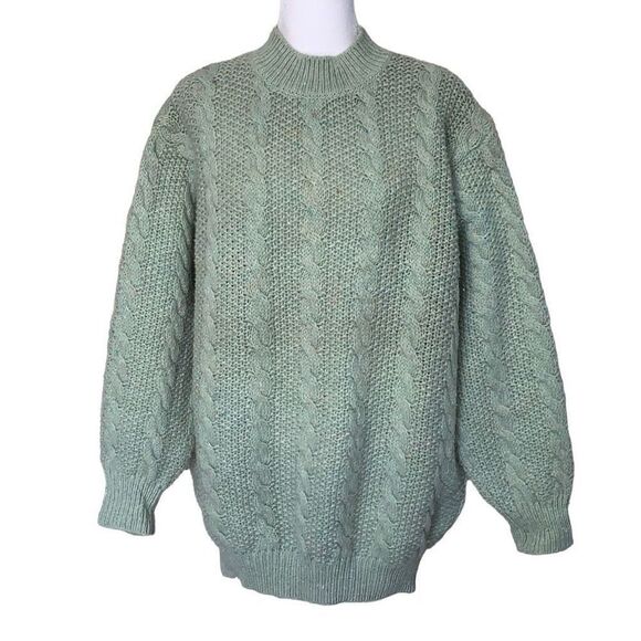 United Colors of Benetton Women’s L/XL Wool Fisherman Knit Funnel Neck Sweater - Picture 1 of 5